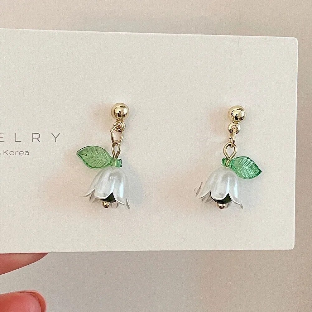 US Lily Of The Valley Chandelier Earrings Flower Floral Handmade Hook Earrings