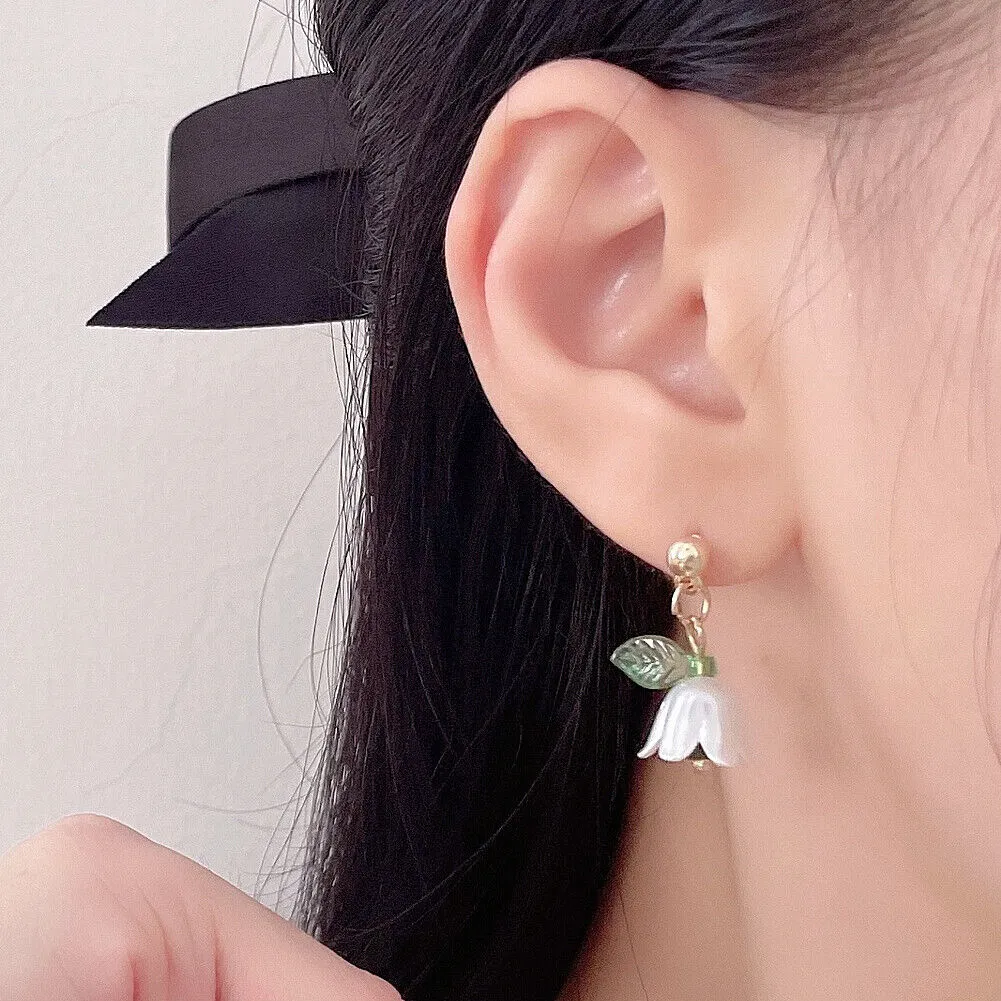US Lily Of The Valley Chandelier Earrings Flower Floral Handmade Hook Earrings