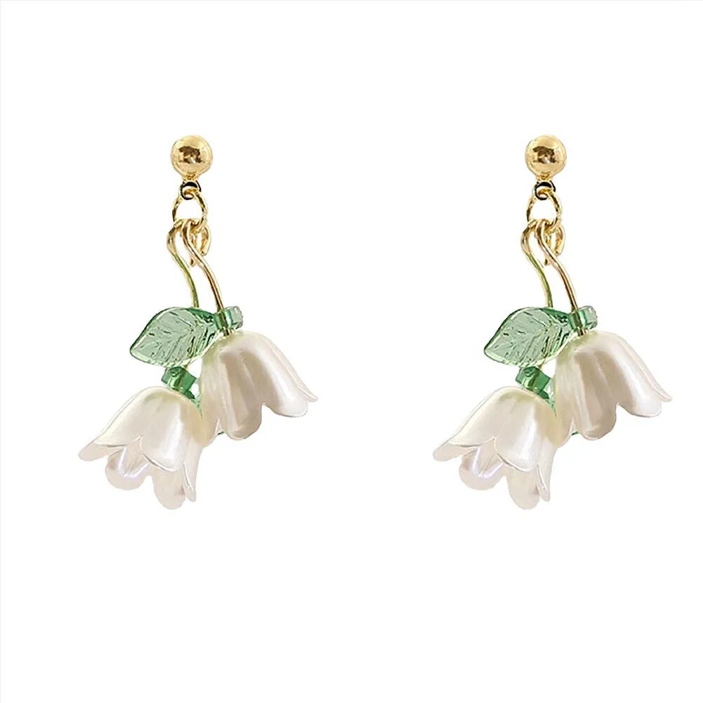 US Lily Of The Valley Chandelier Earrings Flower Floral Handmade Hook Earrings