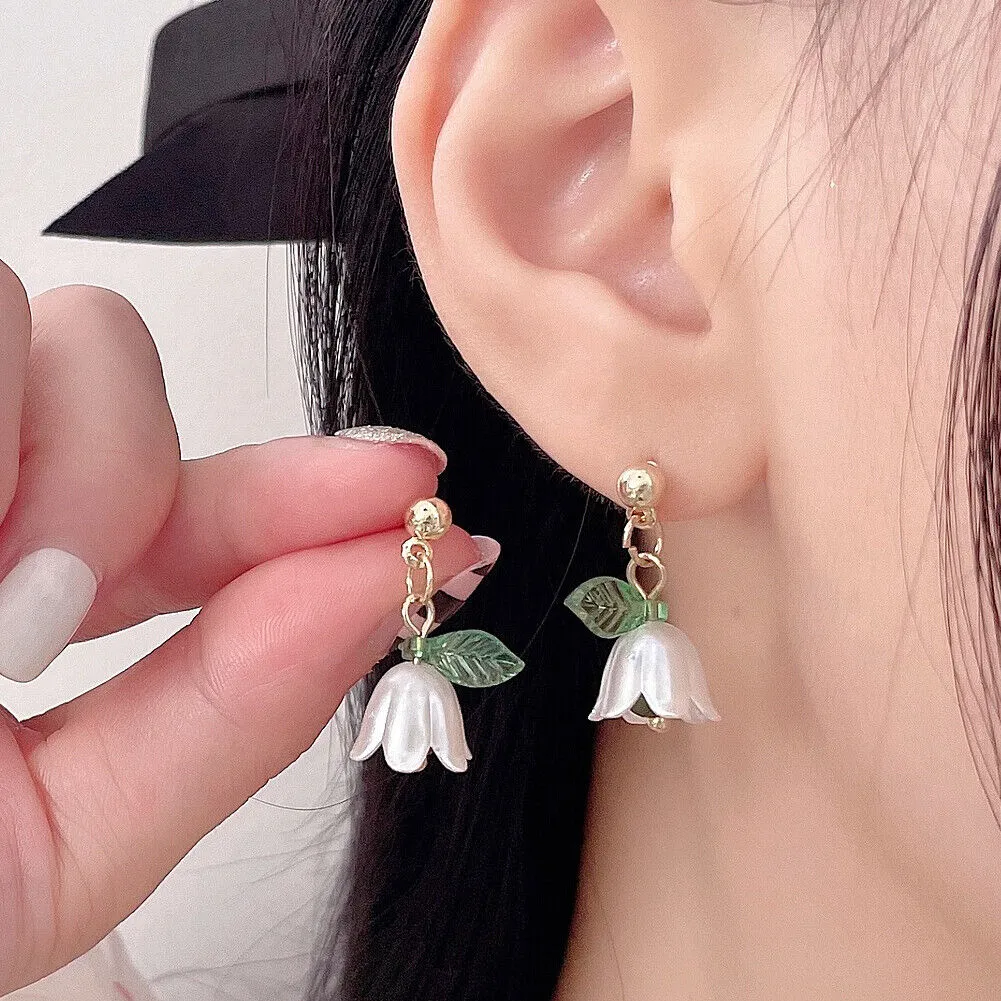 US Lily Of The Valley Chandelier Earrings Flower Floral Handmade Hook Earrings
