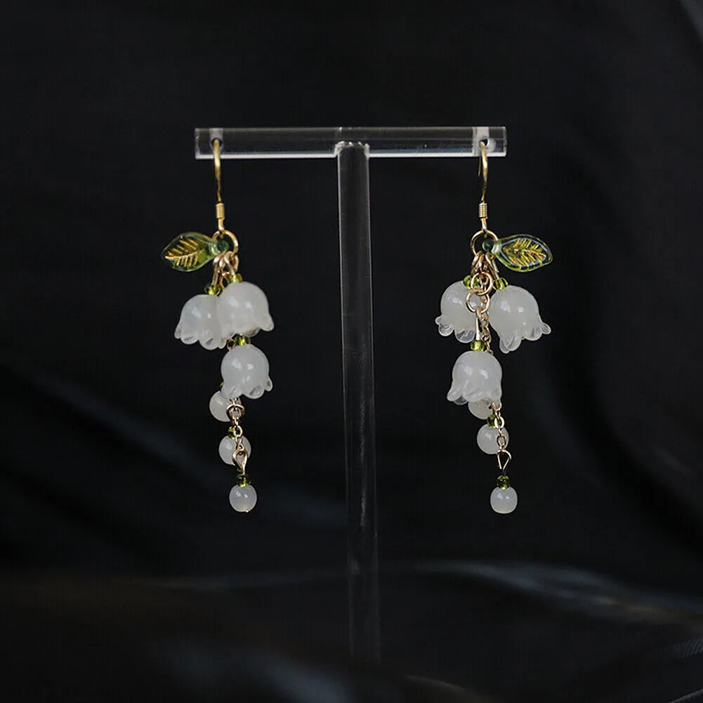 US Lily Of The Valley Chandelier Earrings Flower Floral Handmade Hook Earrings