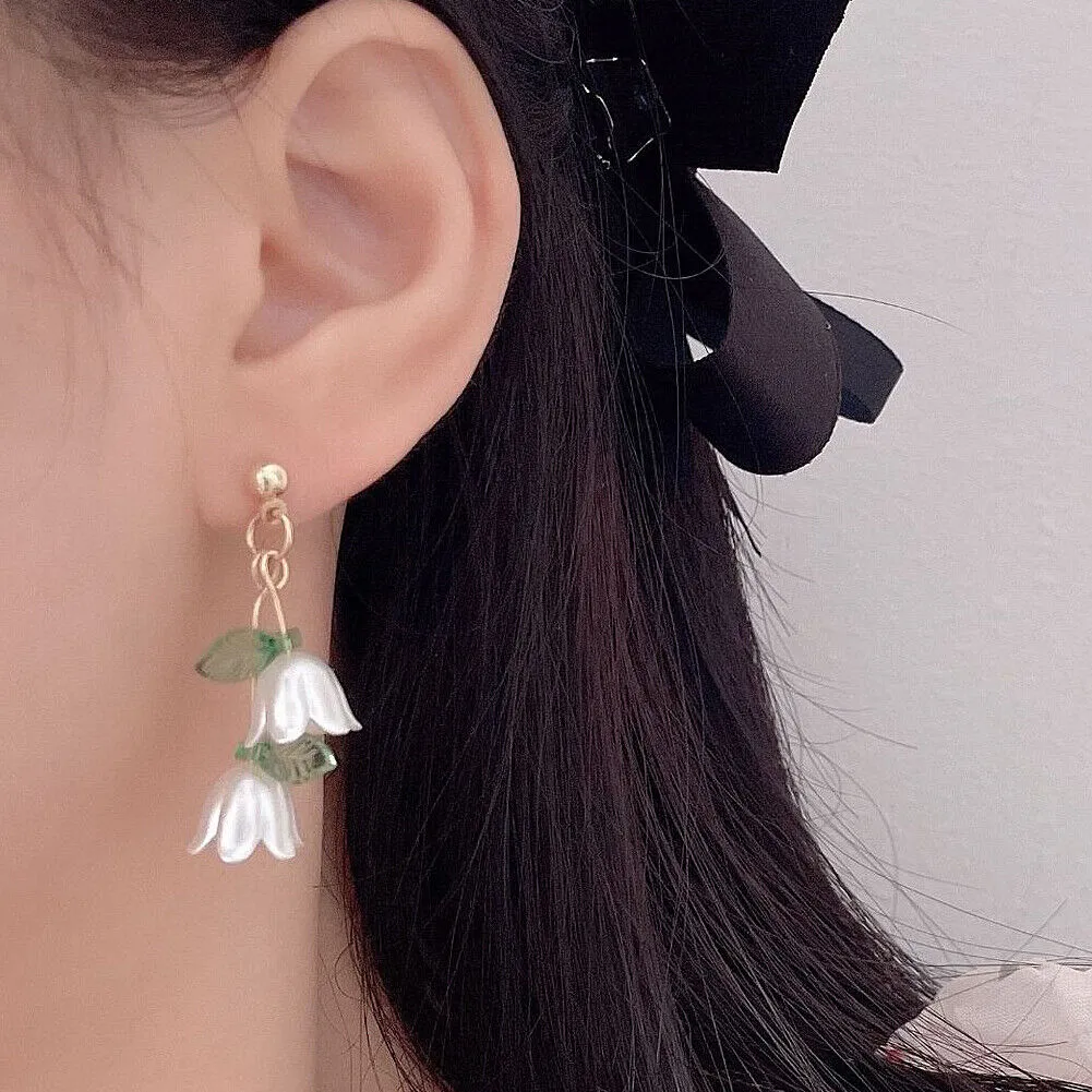US Lily Of The Valley Chandelier Earrings Flower Floral Handmade Hook Earrings