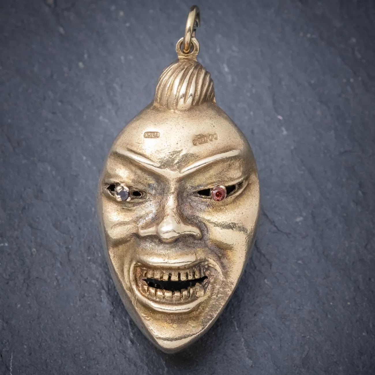 Vintage Double-Sided Face Pendant 9Ct Gold Dated 1963