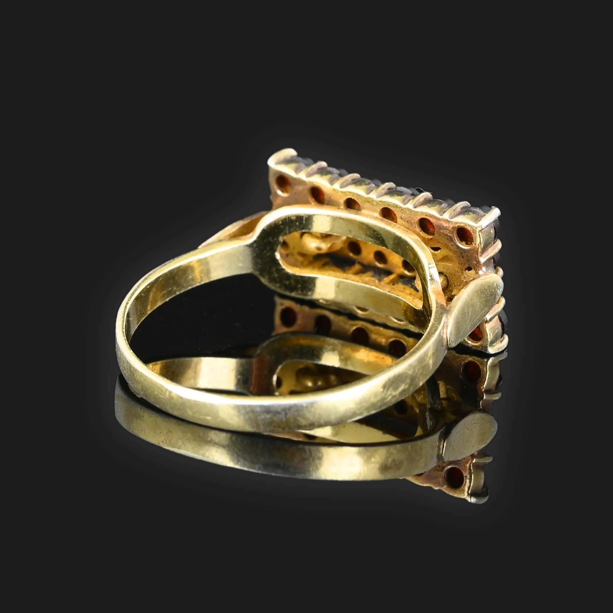 Vintage Four Row Bohemian Garnet Ring
