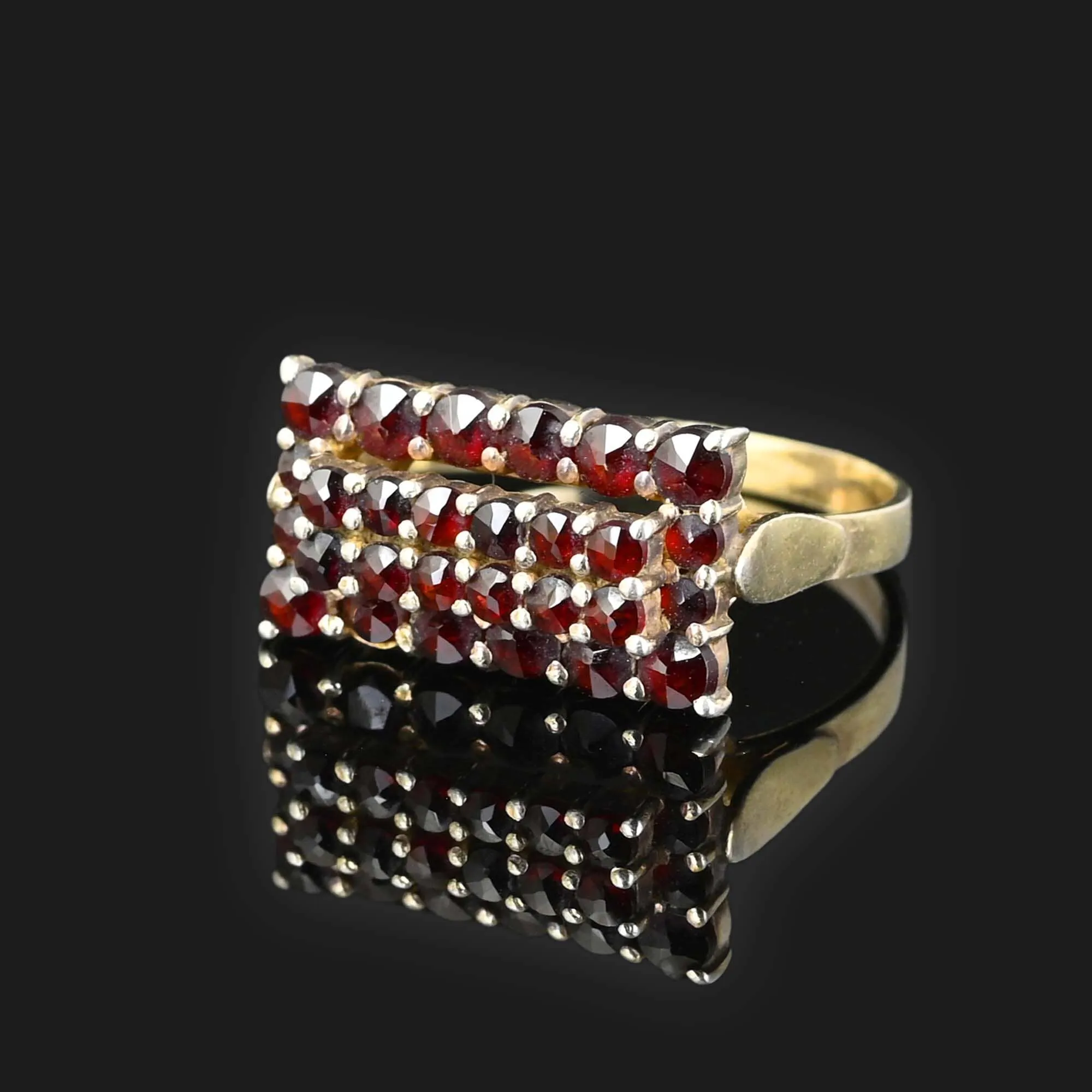 Vintage Four Row Bohemian Garnet Ring