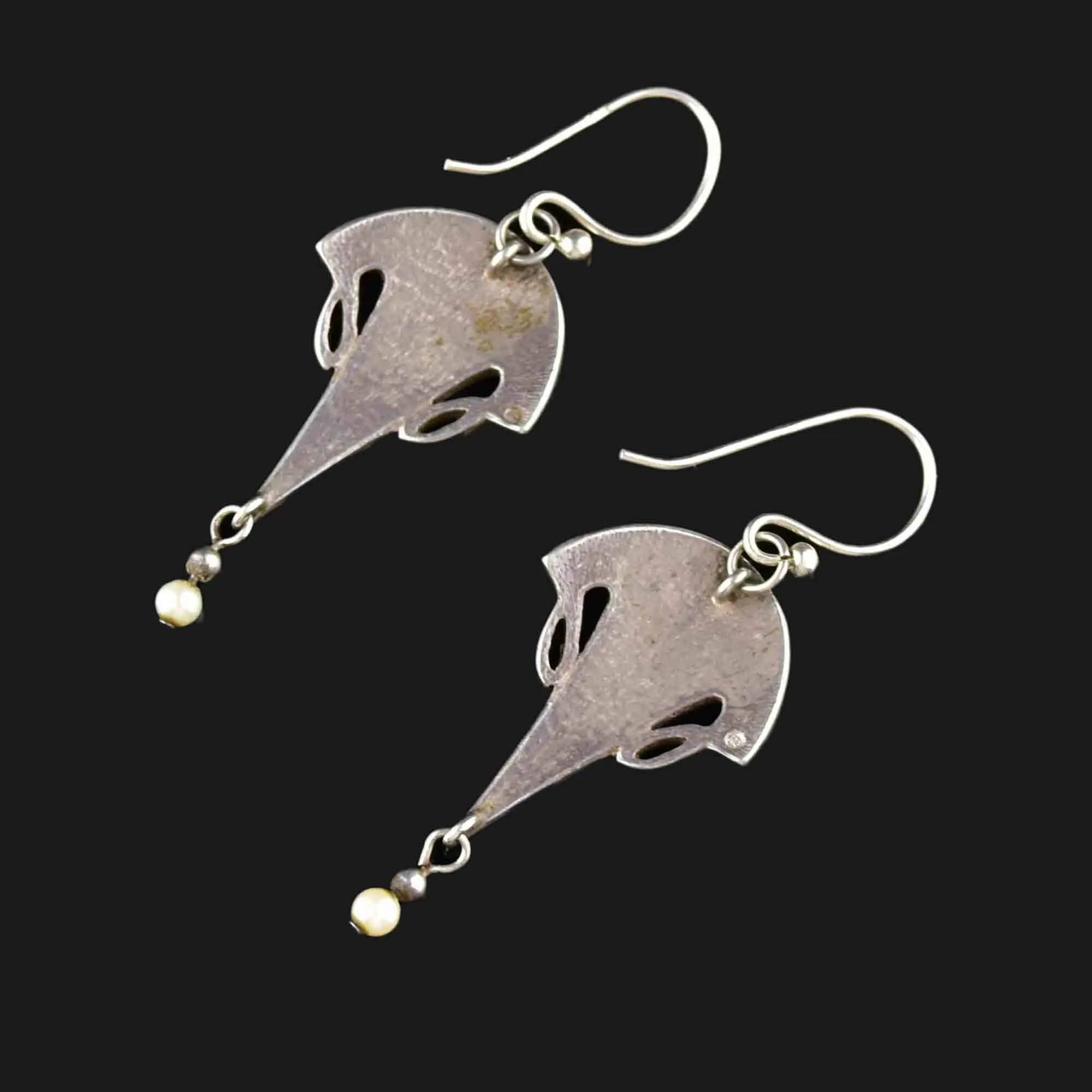 Vintage Malcolm Gray Ortak Enamel Pearl Chandelier Earrings