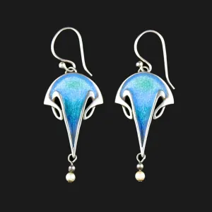 Vintage Malcolm Gray Ortak Enamel Pearl Chandelier Earrings