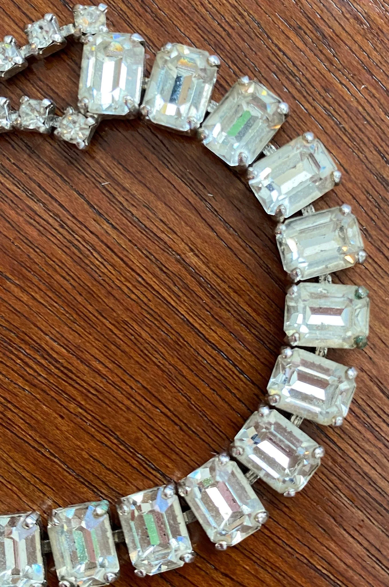 Vintage Silvertone Rhinestone Choker Necklace