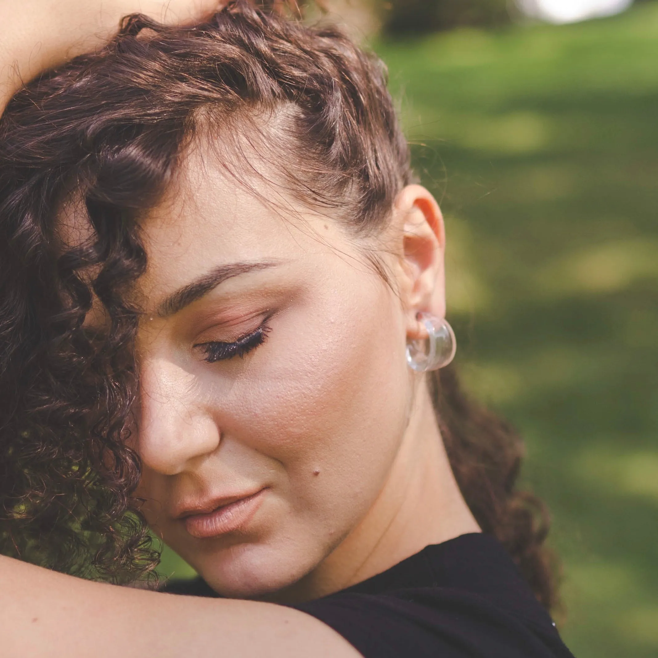 White Velvet Matte Mini Marilyn Hoop Earrings
