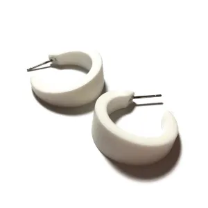 White Velvet Matte Mini Marilyn Hoop Earrings