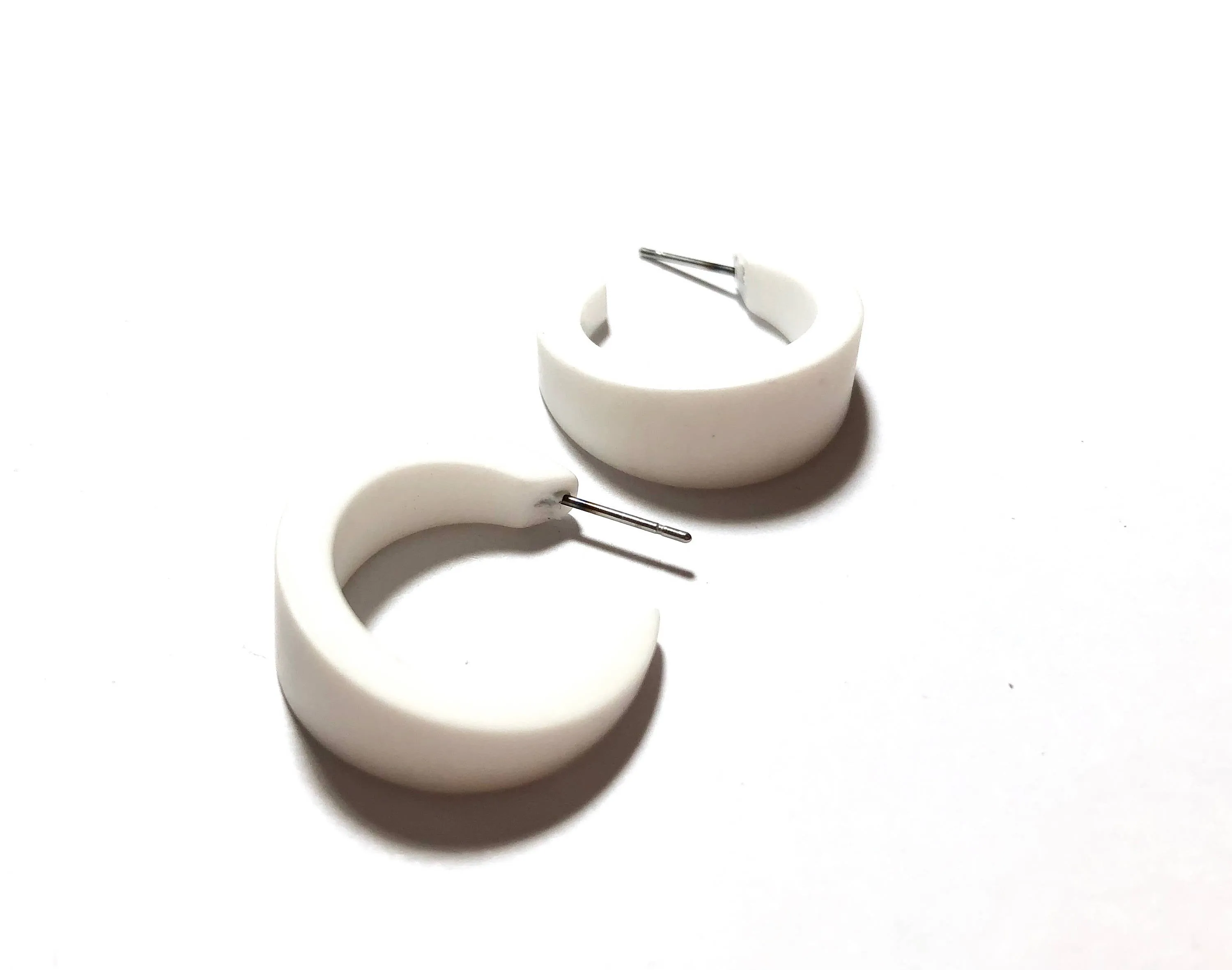 White Velvet Matte Mini Marilyn Hoop Earrings