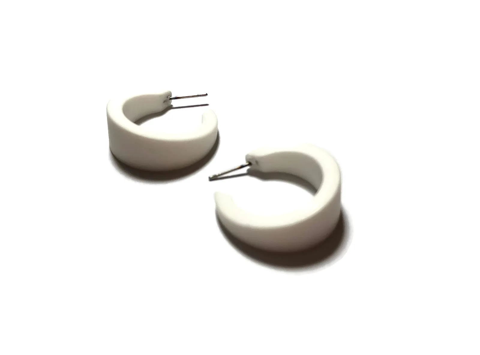 White Velvet Matte Mini Marilyn Hoop Earrings