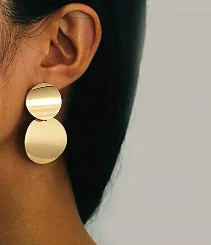 Yellow Chimes Drop Earrings for Women Gold Plated Earrings Geometric Round Dual Circle Drop Earrings For Women and Girls.