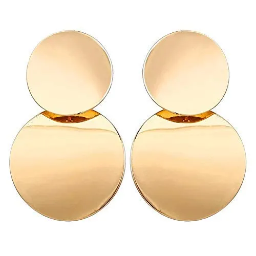 Yellow Chimes Drop Earrings for Women Gold Plated Earrings Geometric Round Dual Circle Drop Earrings For Women and Girls.