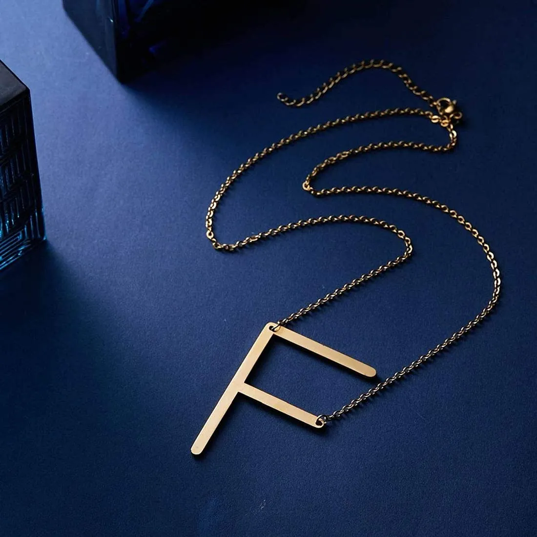 Yellow Chimes Latest Fashion Stainless Steel Gold Plated Initial Pendant with Alphabet F for Women and Girls, Medium (YCFJPD-ALPHBTF-GL)