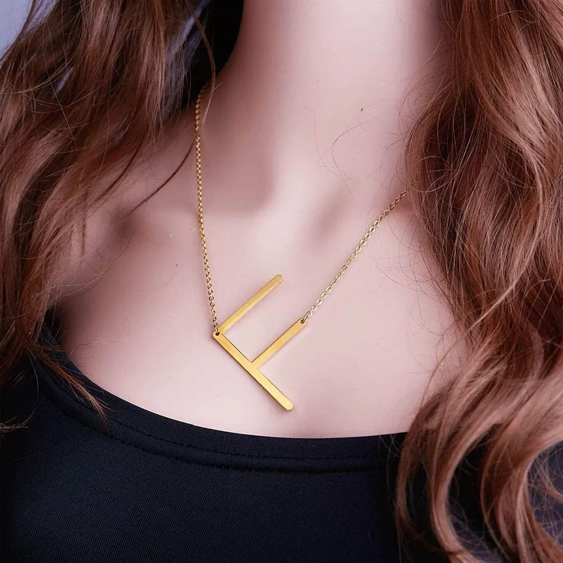Yellow Chimes Latest Fashion Stainless Steel Gold Plated Initial Pendant with Alphabet F for Women and Girls, Medium (YCFJPD-ALPHBTF-GL)