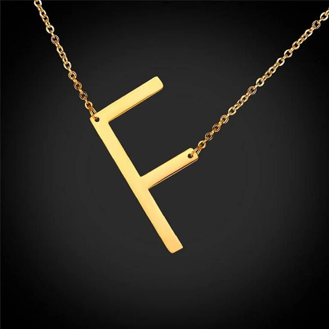 Yellow Chimes Latest Fashion Stainless Steel Gold Plated Initial Pendant with Alphabet F for Women and Girls, Medium (YCFJPD-ALPHBTF-GL)