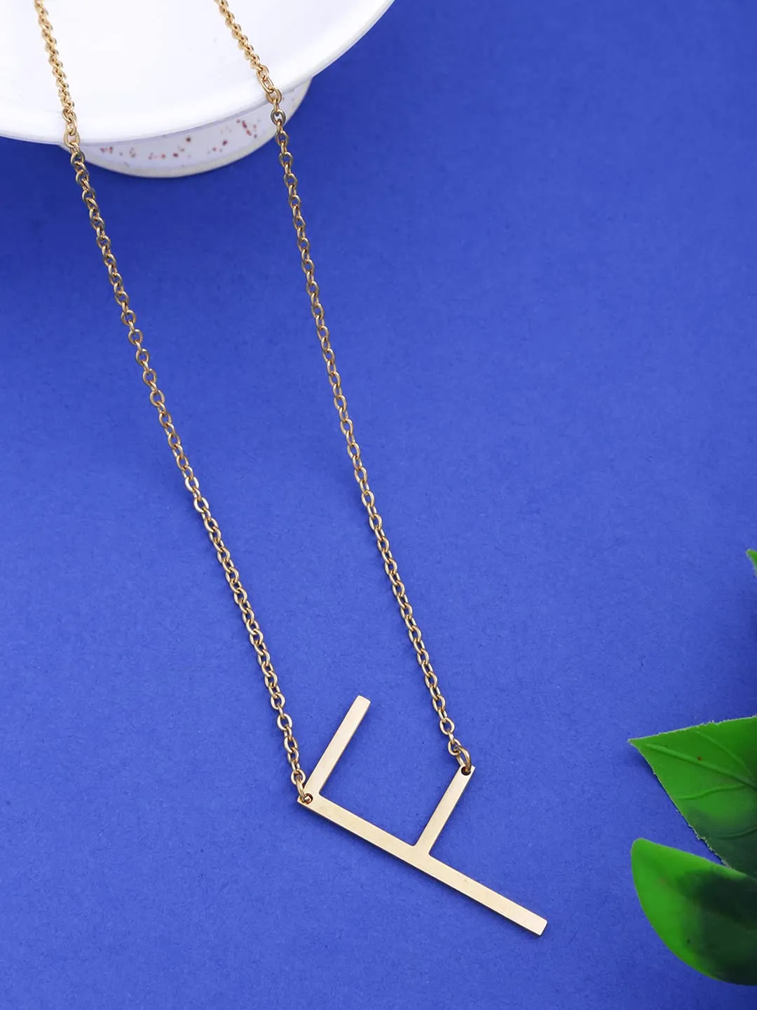Yellow Chimes Latest Fashion Stainless Steel Gold Plated Initial Pendant with Alphabet F for Women and Girls, Medium (YCFJPD-ALPHBTF-GL)