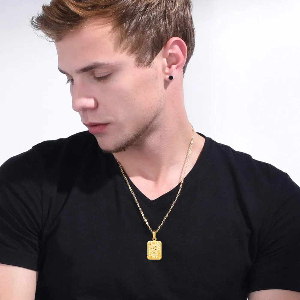 Yellow Chimes Pendant for Men and Women Gold Plated Alphabet Statement S Chain Pendant Necklace for Men and Women.